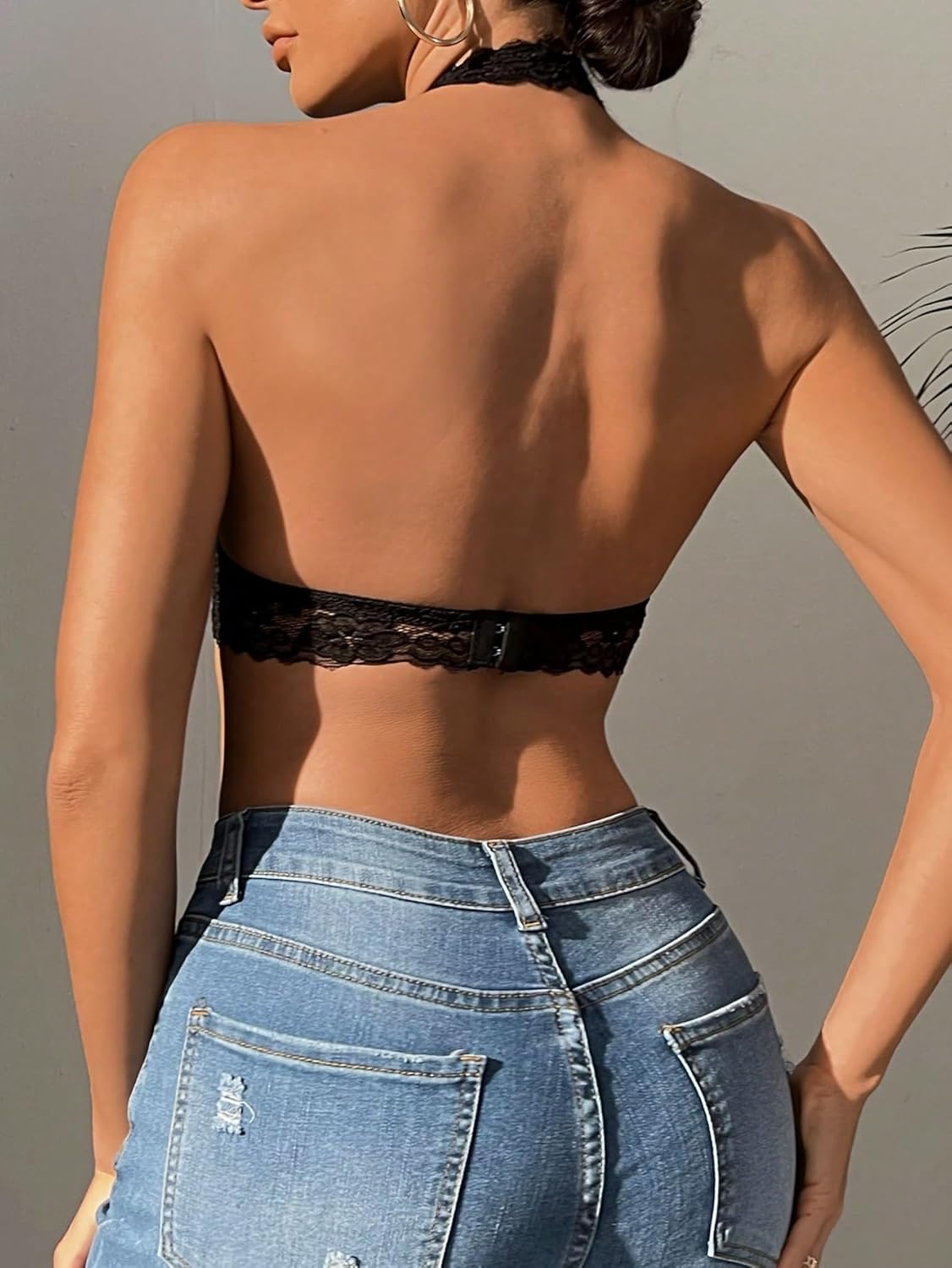 SOLY HUX Women's 2 Piece Halter Lace Bralette Bra - Image 3