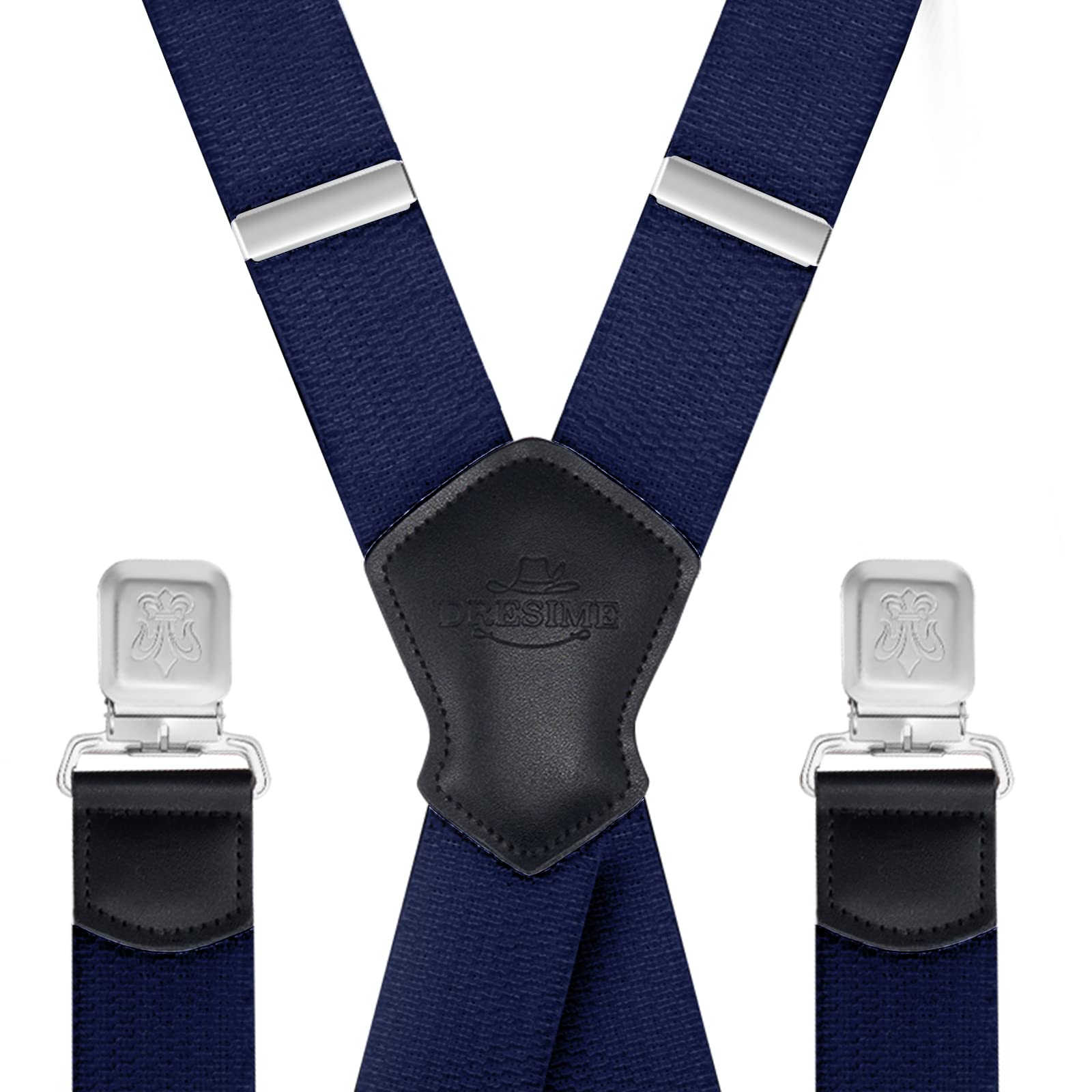 Dresime Bretelle da Uomo per pantaloni con 4 clip forti 4 cm di larghezza, per Uomini e Donne Grandi e alti Larghezza Regolabile di Elastiche e Forma a X Elastica