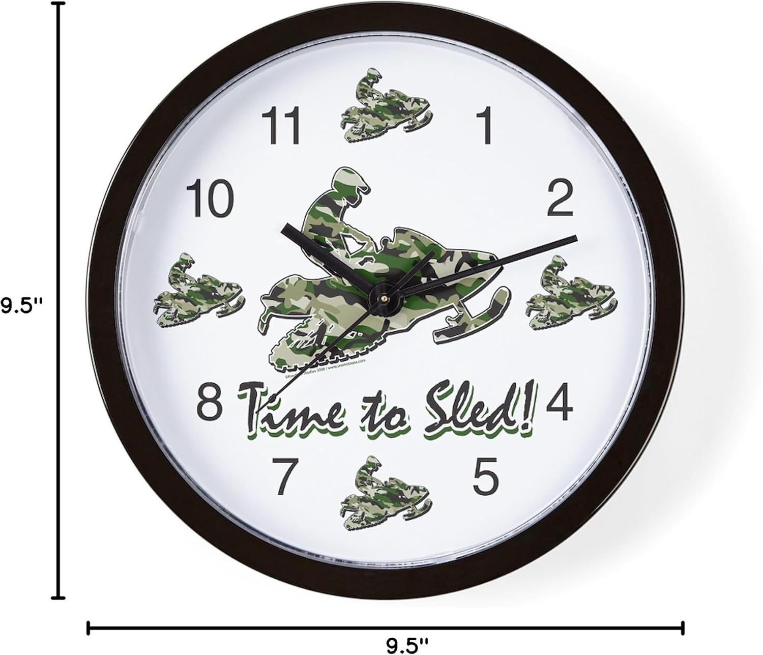 CafePress Snowmobile Clocks 10" Wall Clock for Livingroom, Kitchen, or Office