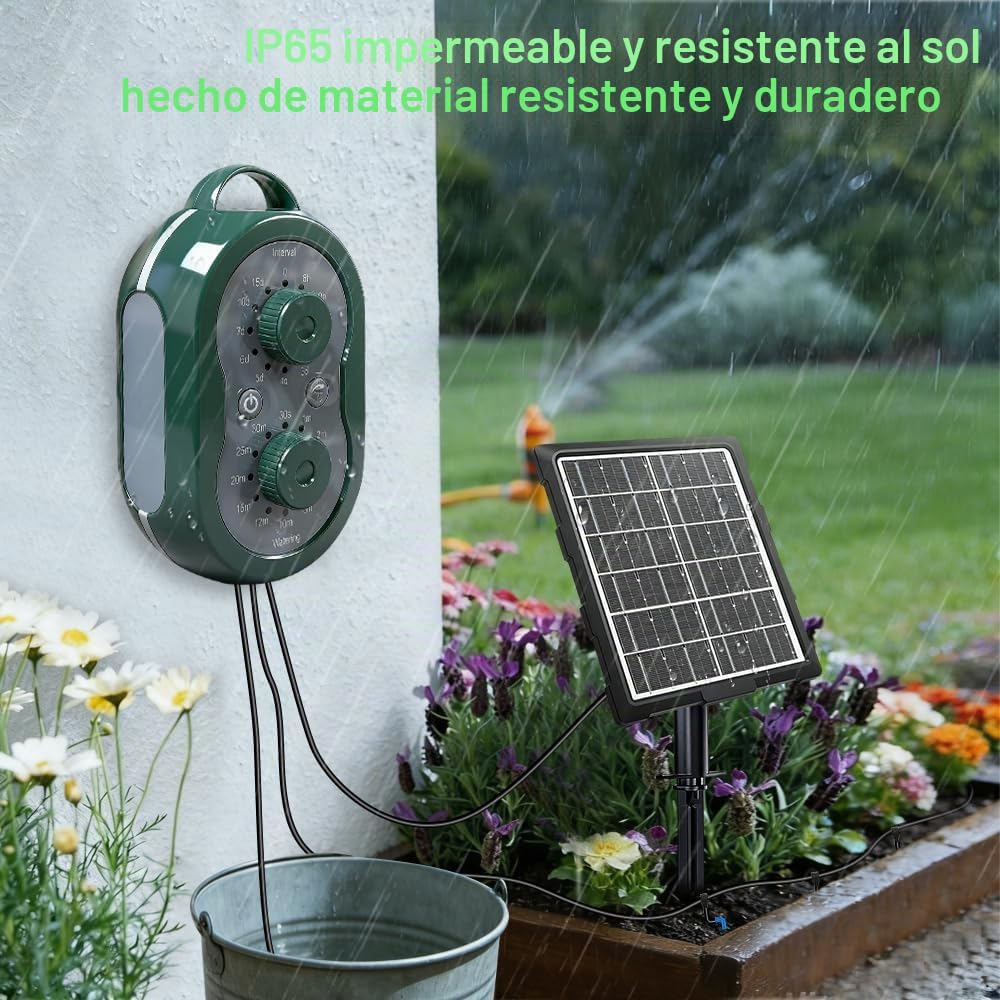 Riego Solar, Riego Automatico Macetas, Sistema De Riego Solar Para Jardín, Sistema De Con 132 Modos De Temporizador Y Manguera De 15 M, Para Jardín, Balcón Y Plantas En Maceta Al Aire Libre