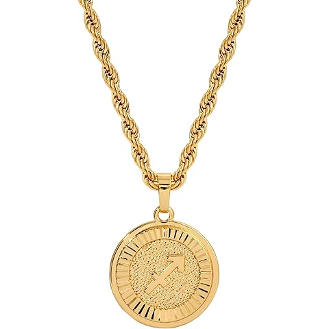 CHRISTIN MARIE STUDIO 18k Gold Plated Zodiac Necklace & Pendant - Gold Necklace for Women & Men, Tarnish & Water Resistant, Birthday Gifts for Women & Men