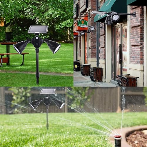 Miniatura 7 de Focos solares para exteriores, 1400 lúmenes, brillantes, 36 luces LED con sensor de movimiento, impermeables, de doble cabeza, luz de seguridad,