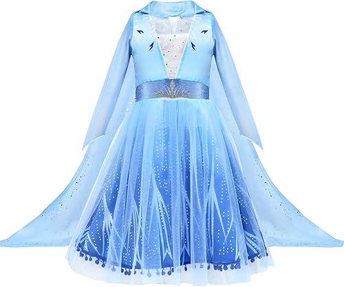 Miniatura 3 de Tacobear 10 piezas de disfraz de Elsa de Frozen para niñas y niños, ropa de vestir de princesa para niñas pequeñas con accesorios Elsa, guantes,