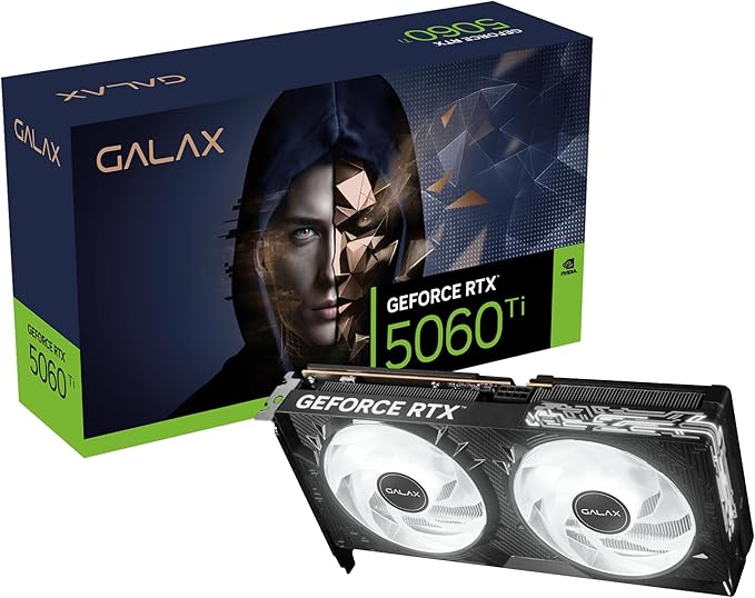 Placa de Vídeo GALAX GeForce RTX 5060 Ti 16GB GDDR7 128-bit Black 1-Click OC – Alto Desempenho para Games e Criação, Ray Tracing, DLSS, PCIe 4.0