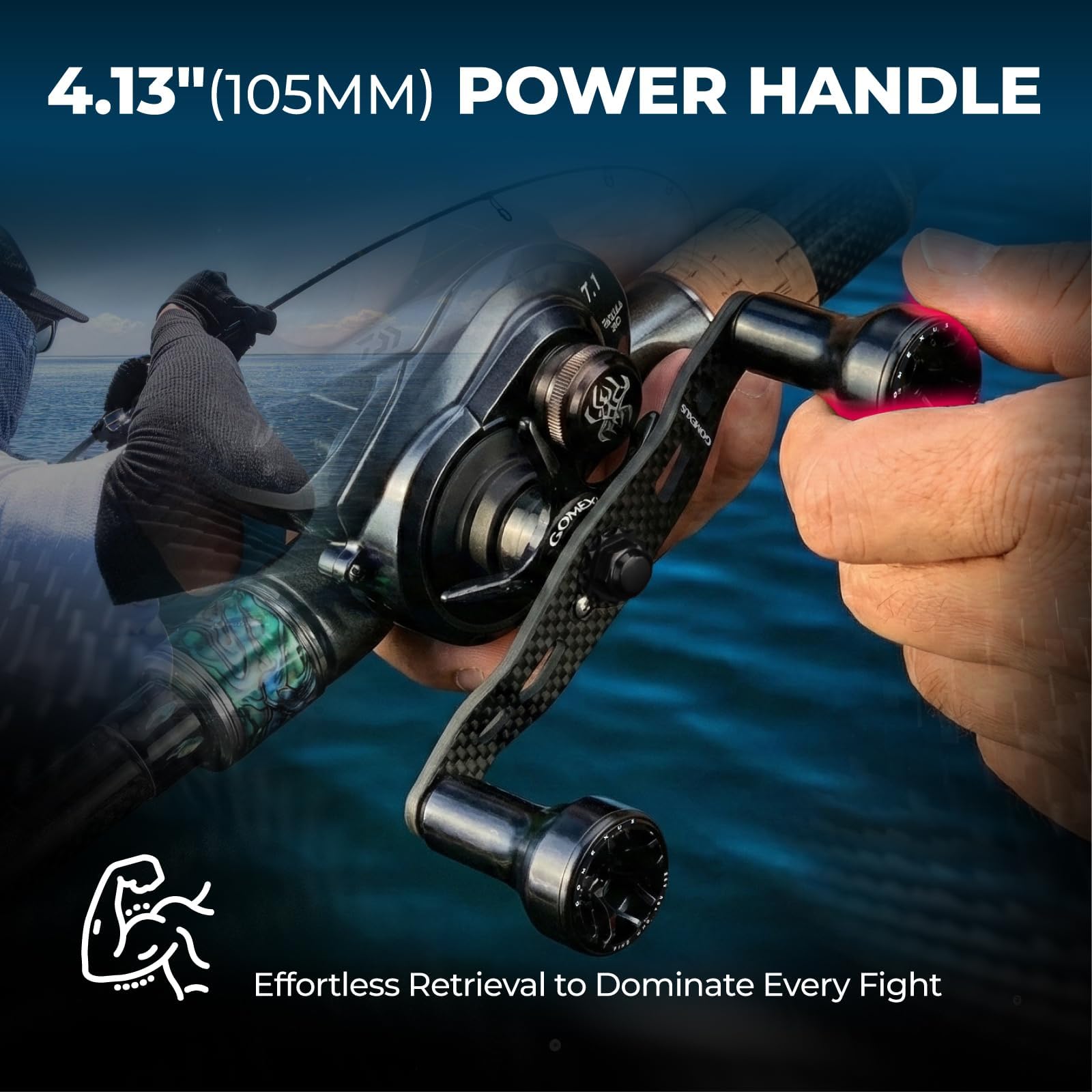 GOMEXUS Power Handle Compatible for Shimano SLX Tranx Curado Daiwa Tatula Zillion Steez Abu Garcia 13 Fishing Baitcasting Reel Replacement Parts Bass Fishing (Black, 7x4mm Hole/105mm Length): Buy Online at Best Price