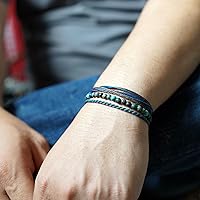 Vista 126 de Handmade Natural Stone Beaded Healing Bracelet Gift for Men Adjustable Rope String Bracelet
