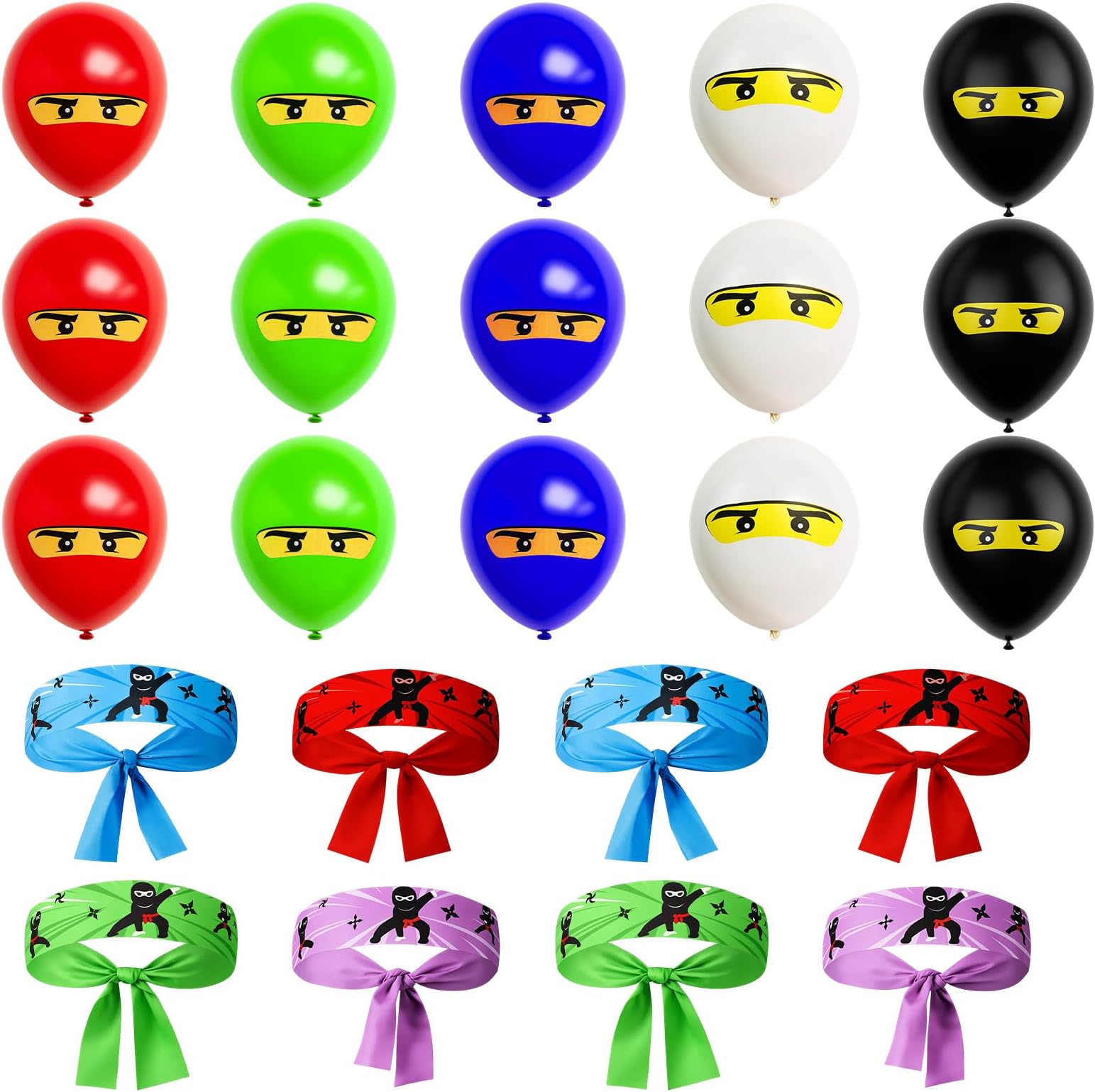 Ninjago Birthday Decoration, Pack of 23 Ninja Headbands for Children, Ninja Birthday Party Accessories, Hair Bands for Boys, Karate Theme Party, Halloween and Anime Cosplay
