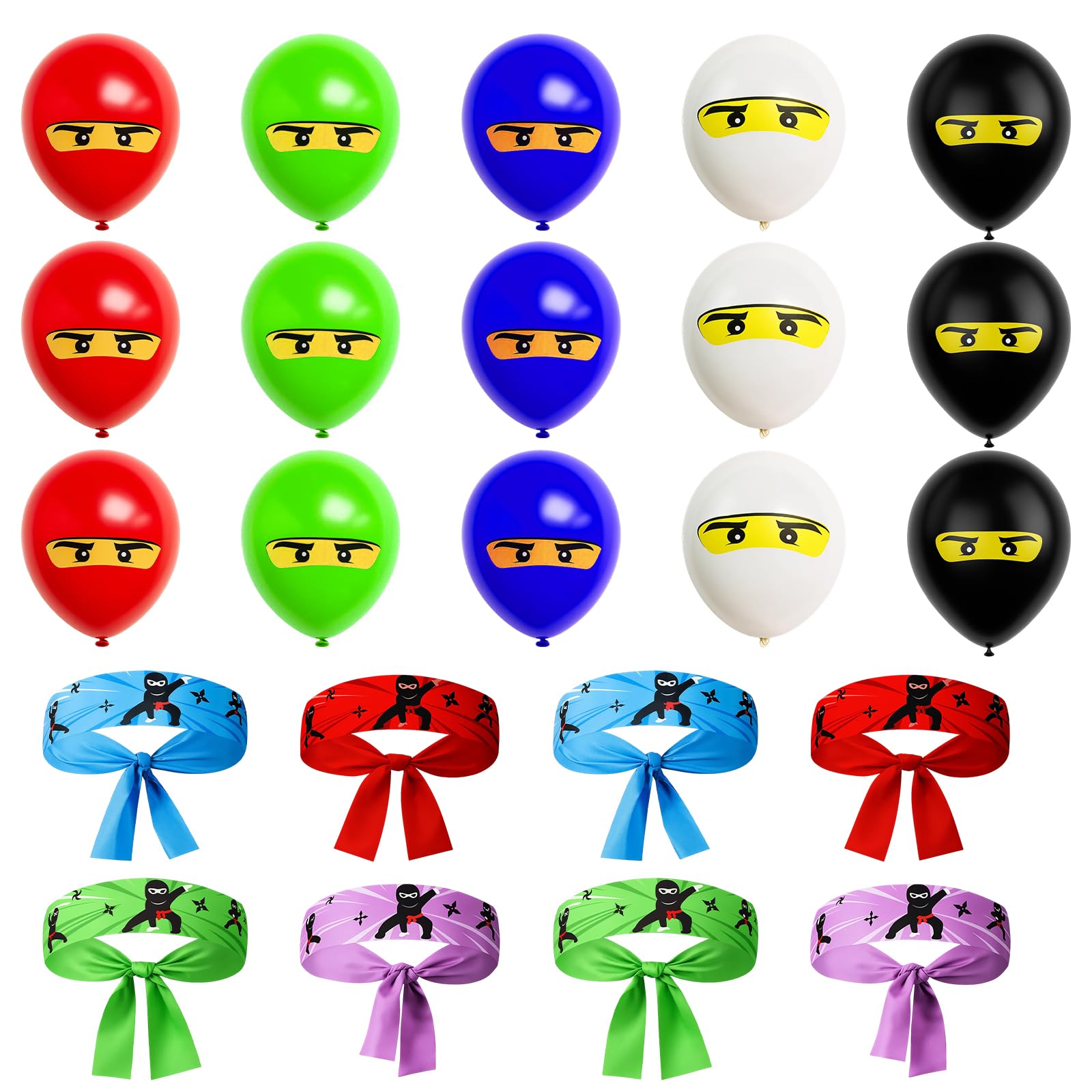 Ninjago Birthday Decoration, Pack of 23 Ninja Headbands for Children, Ninja Birthday Party Accessories, Hair Bands for Boys, Karate Theme Party, Halloween and Anime Cosplay, Birthday Party Birthday