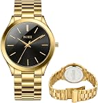 BUREI Wrist Watch for Men Minimalist Analog Dress Nice Watch Stainless Steel Watchproof Quartz Watches for Men