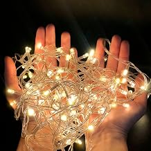 Varal LED 100 Luzes Pisca-Pisca Decoração Natal Natalina Fio com 8 Funções 127v Branco Quente
