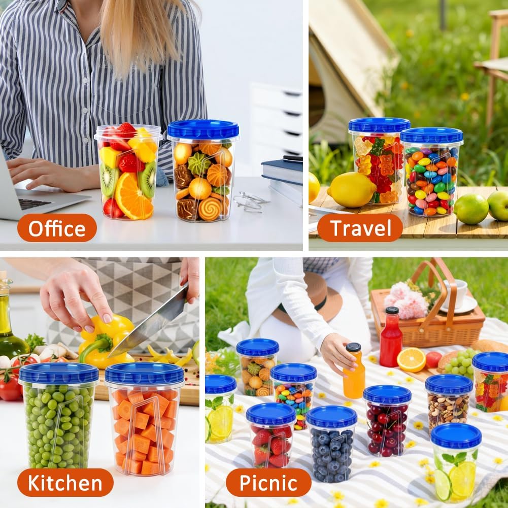 15 Pack 34oz Reusable Freezer Storage Containers with Twist Top Lids Airtight, Clear Plastic Soup Freezer Containers, Quart Food Storage Containers with Lids for Meal Prep Leftover Lunch Salad Fruit - Image 8