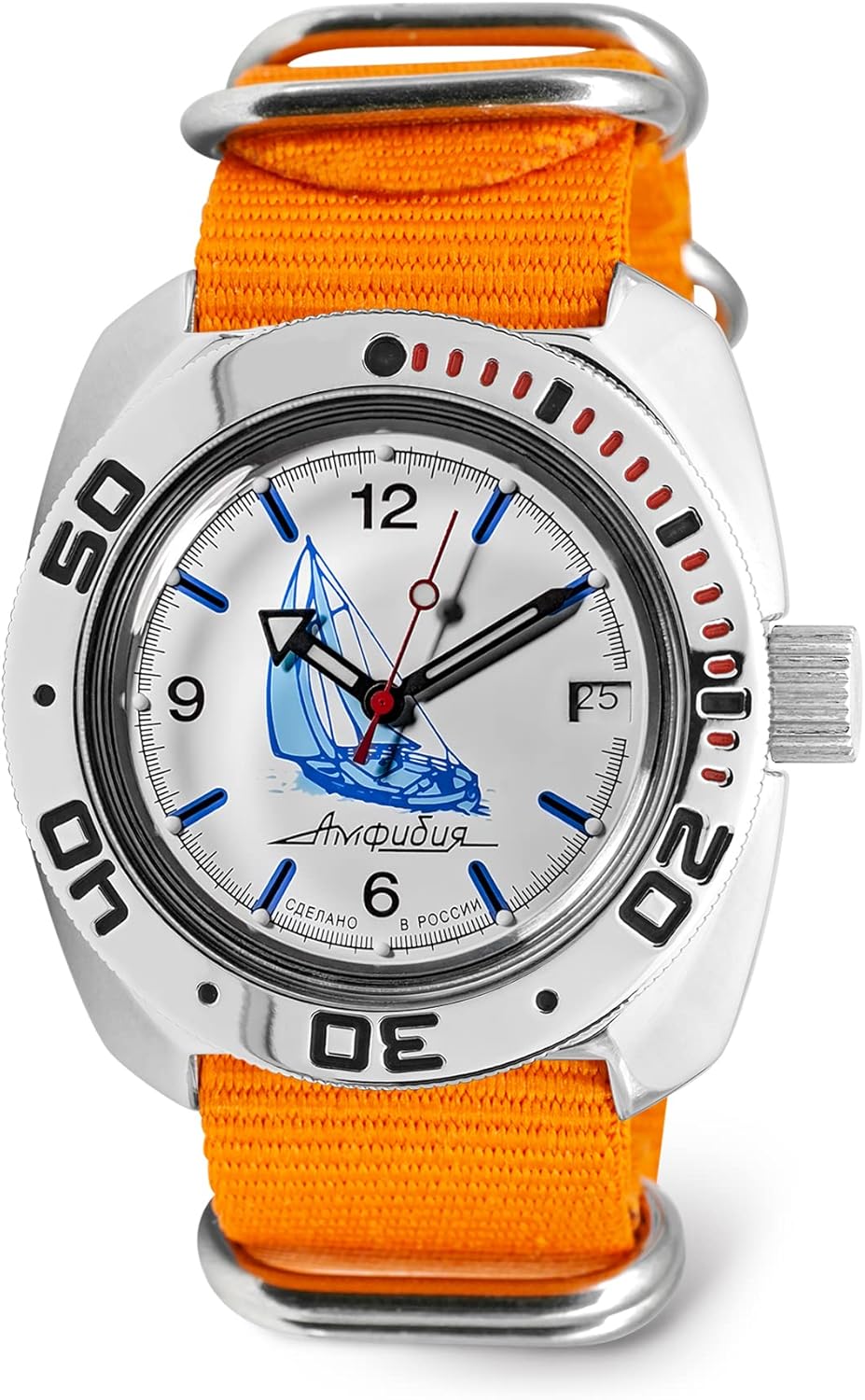 VOSTOK | Sea Captain Amphibian Automatic Self-Winding Russian Diver Wrist Watch | WR 200 m | Amphibia 710615 | Fashion | Business | Casual Men's Watches