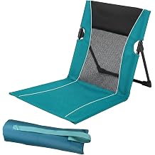Folding Beach Chair for Adults, Foldable Sun Loungers Pool Side Camping Deck Chairs for Garden, Lightweight Backpack Beach Chair Portable for Outside, Reclining Ground Garden Chairs with Back Support