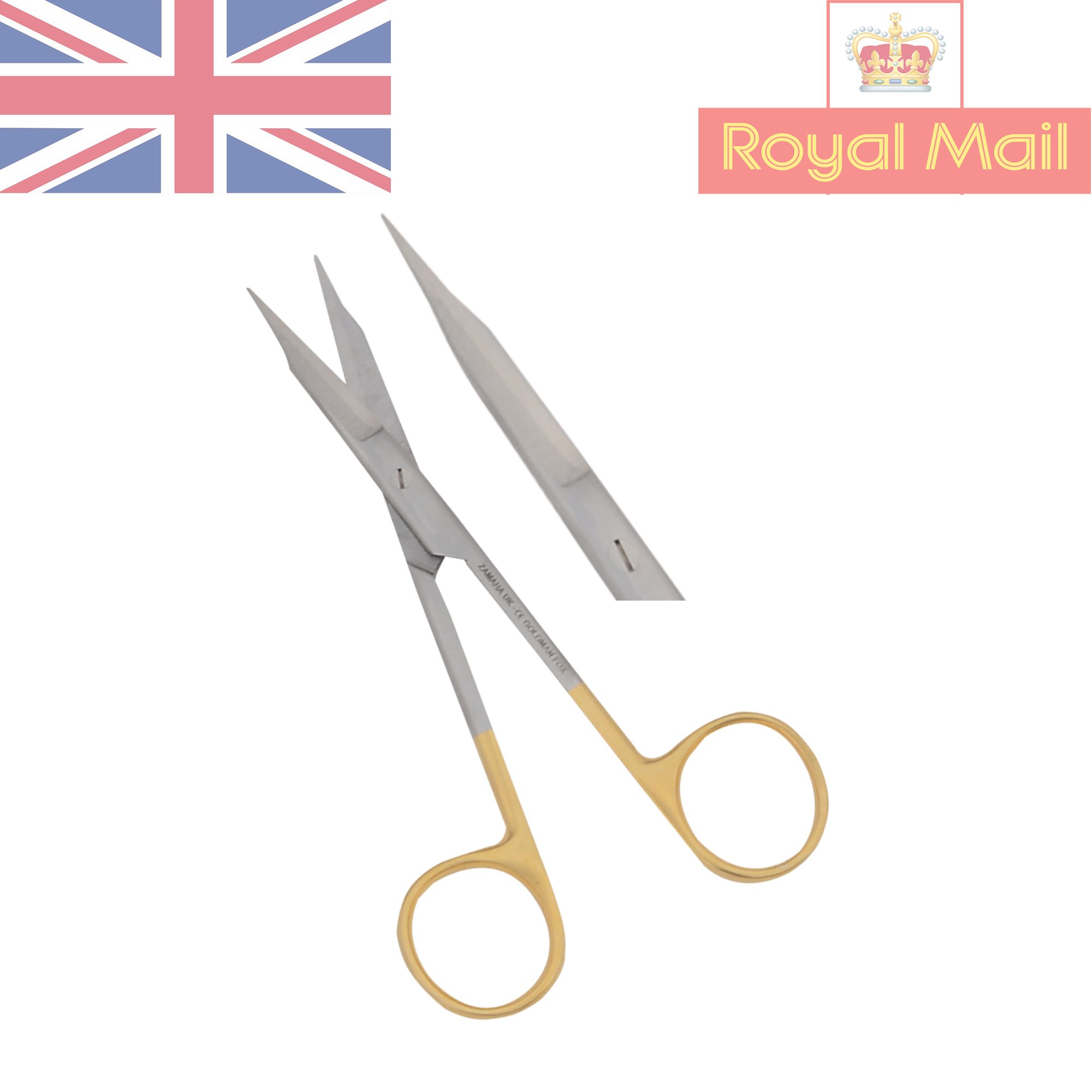 Goldman Fox Scissors TC Insert with Serration, Straight, 13 cm, Fine Scissors, Dental Scissors ZAMAHA UK