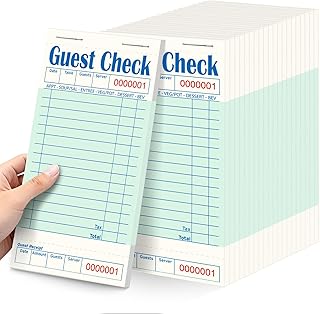 20 Pack/1000 Tickets Guest Checks Books for Servers, Green Server Books for Waitress, Server Note Pads for Restaurants