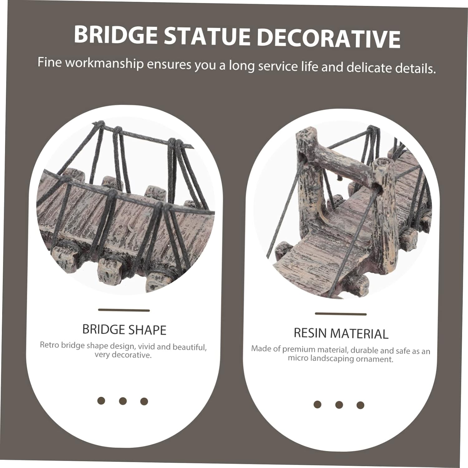 2pcs Resin Garden Bridge Decor Miniature Bonsai Landscaping Ornament for Dollhouse and Home Decoration Landscape Accessory Fine Craftsmanship