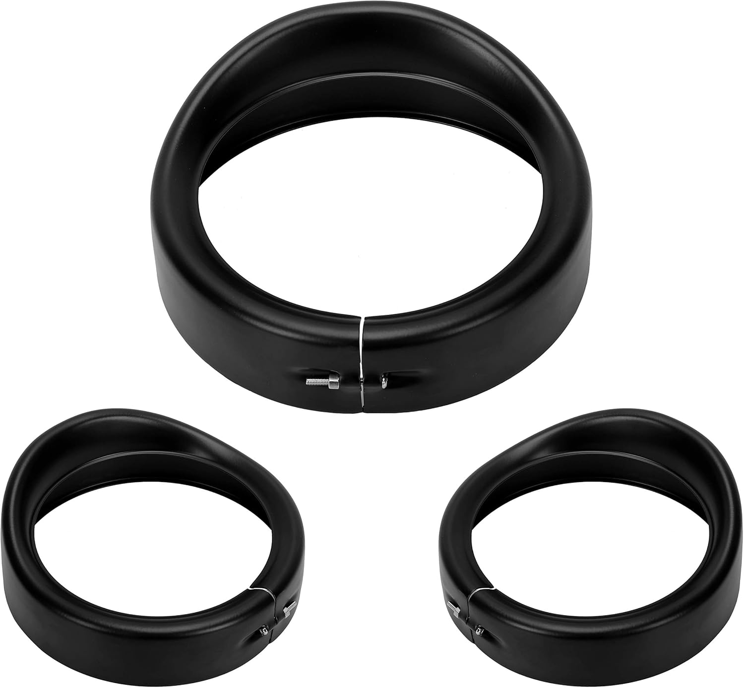 Kojem 1Pc 7" Headlight Trim Ring and 2Pcs 4.5" Fog Lights Rings Bezel Compatible with Harley Electra Glide Road King Street Glide Black Decorate Cover Visor