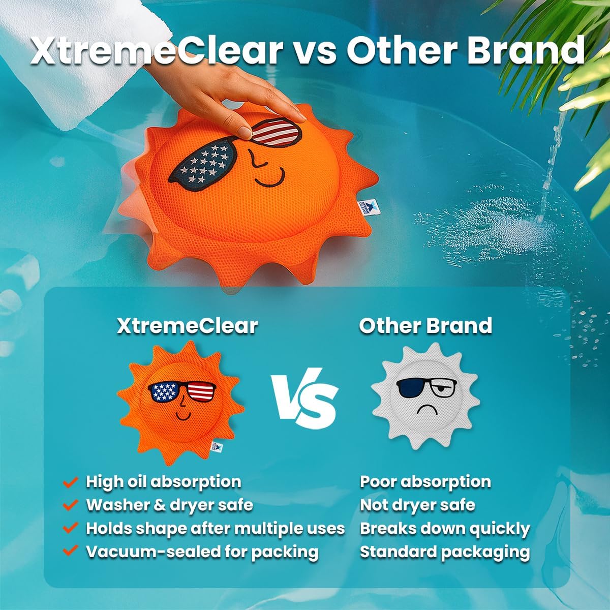 Hot Tub Scum Absorber for Spa & Pool – Oil Absorbing Clean Pad, Hot Tub Accessories for Adults, Scum Remover for Hot Tub Cleaner, Spa Scum Sponge for Oil, Foam (Sunshine)