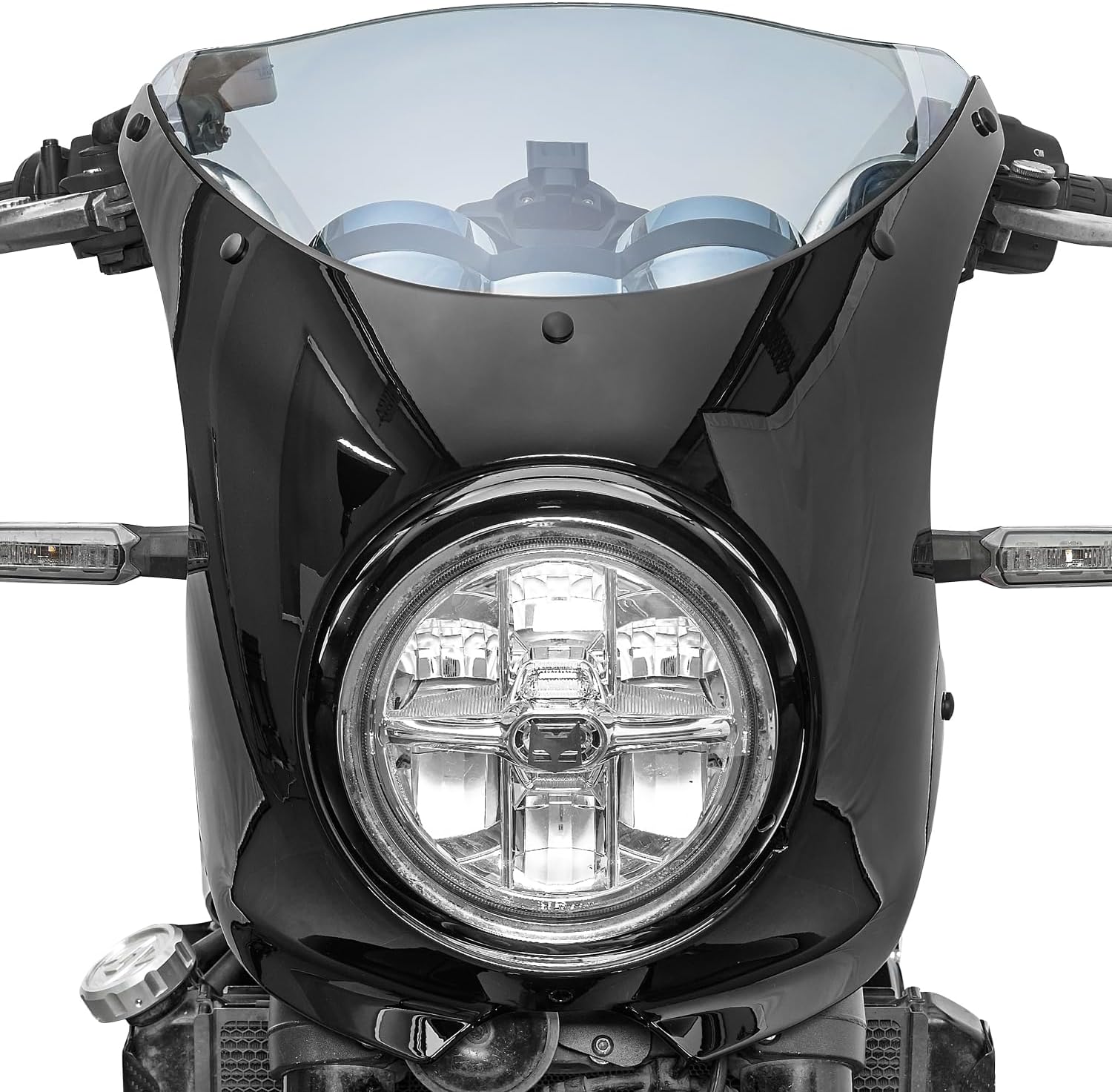 Motorcycle Front Headlight Fairing Cowl with Smoke Windshield Compatible with Z900RS Z900 RS 2018-2026 Windscreen Deflector Visor, Glossy Black