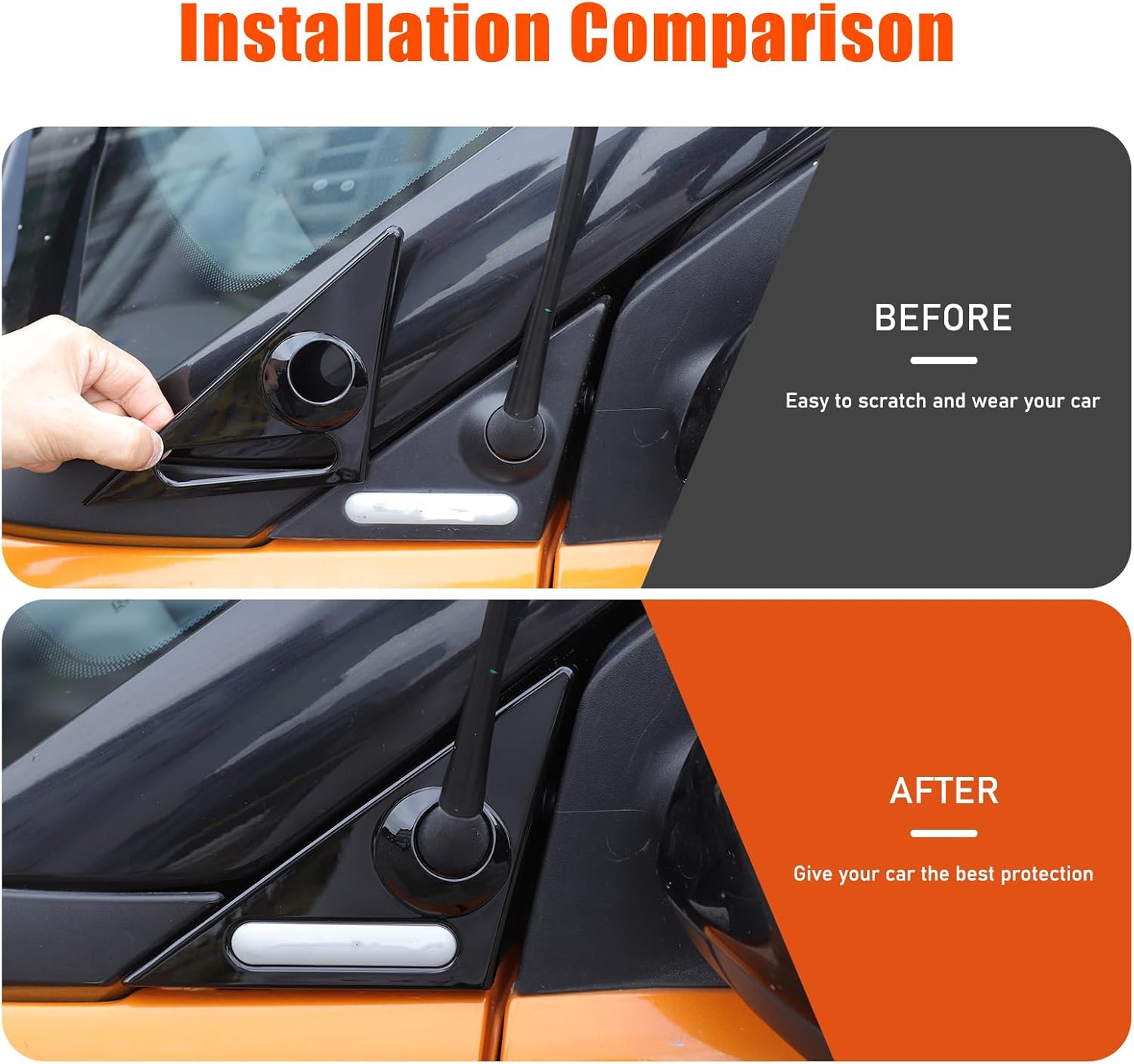 Front Side Window Antenna Triangle Cover Trim Compatible with Mercedes Benz Smart 451 Fortwo 2009-2015 ABS A-Pillar Rearview Mirror Front Spoiler Antenna Trim Cover Stickers (Glossy Black)