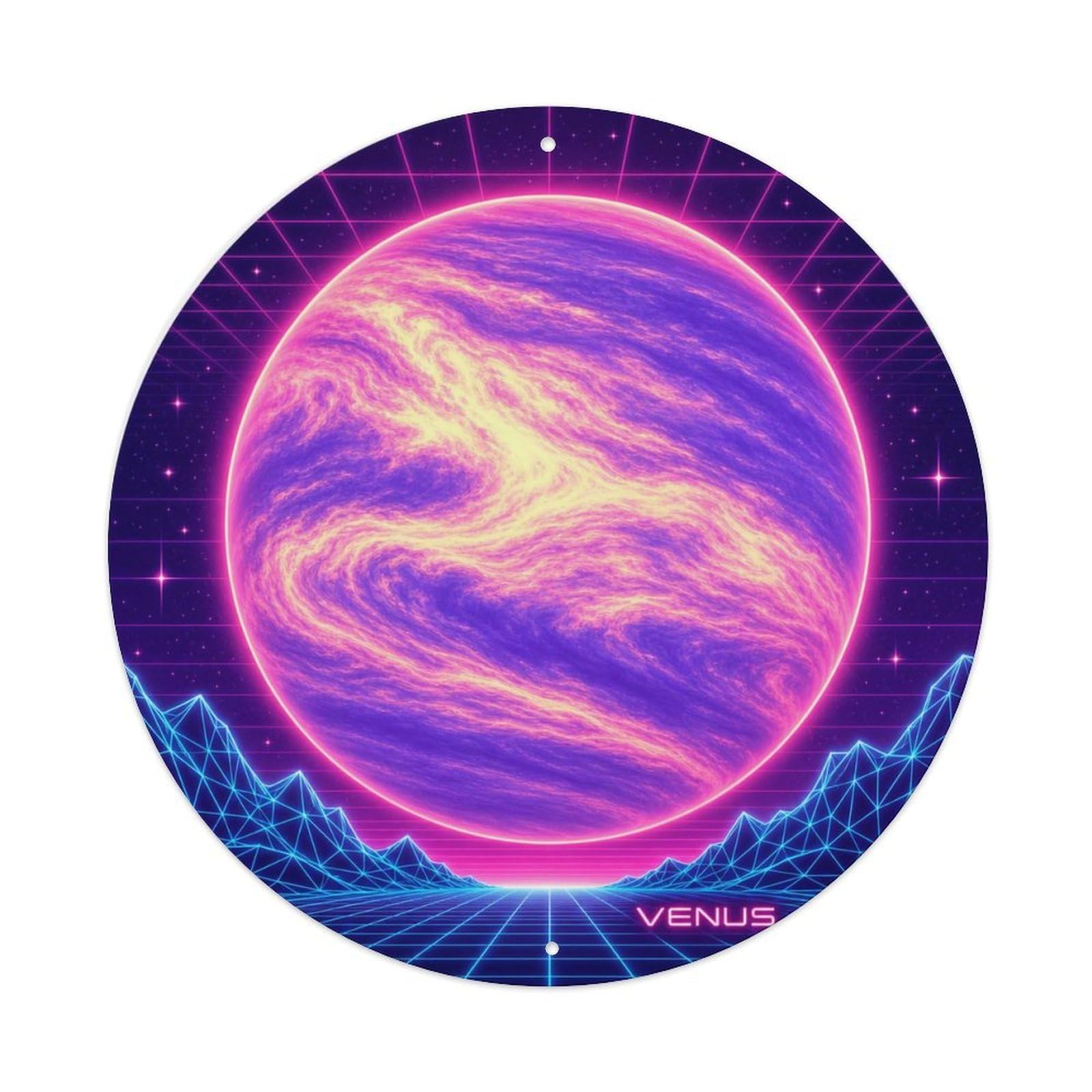 Solar System Venus Planet Celestial Terrestrial World Metal Tin Sign Plaque Wall Decor for Cafe, Man Cave, Club Bar, Office, Home Garden Round Metal Poster 8x8Inch