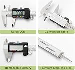 Digital Caliper 0-12"/300mm Measuring Tool with Metal Ruler, Micrometer Caliper with Auto-Off Feature, Interchangeable Between inches and millimeters for DIY/Household and 3D Printing, Black