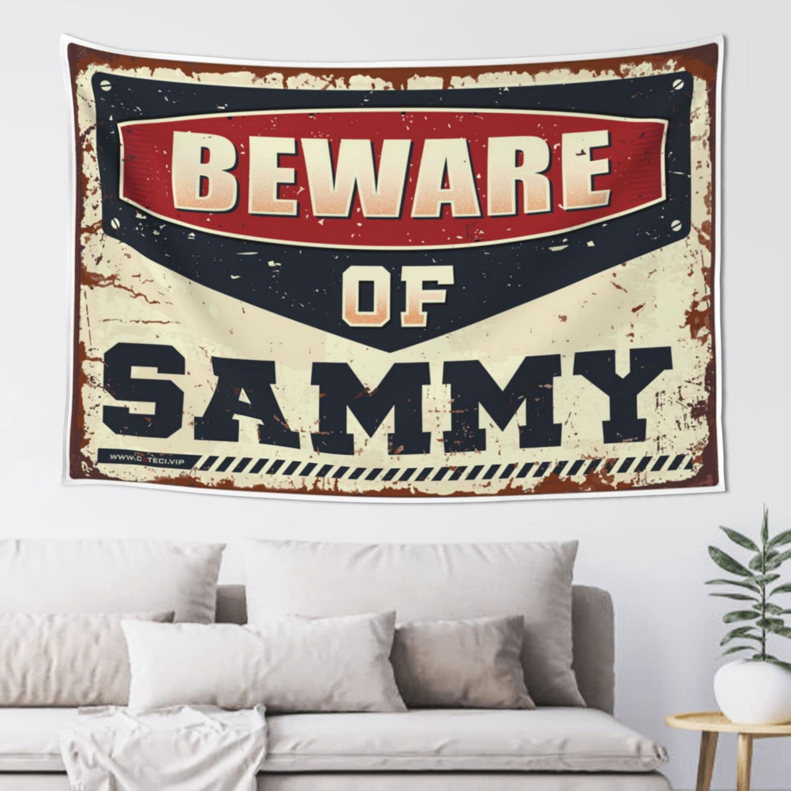 PRAVOXI Man Cabe Decor Beware Of Sammy Tapestry Bed Room Decorations Custom Tapestry(100X150CM)