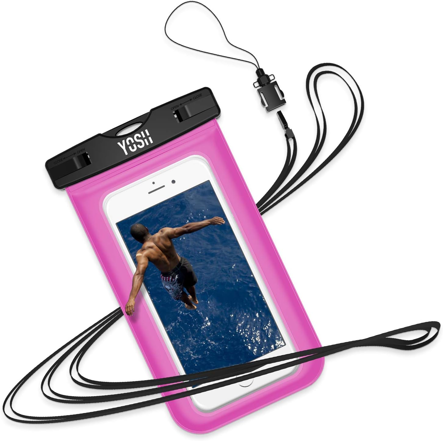 YOSH Waterproof Phone Pouch Universal Waterproof Phone Case Cell Phone Dry Bag Pouch Underwater Phone Pouch Cellphone Case Compatible with iPhone Xs/X/8/7/6/6S Plus Galaxy S9/S8/S7 up to 6.0", Pink