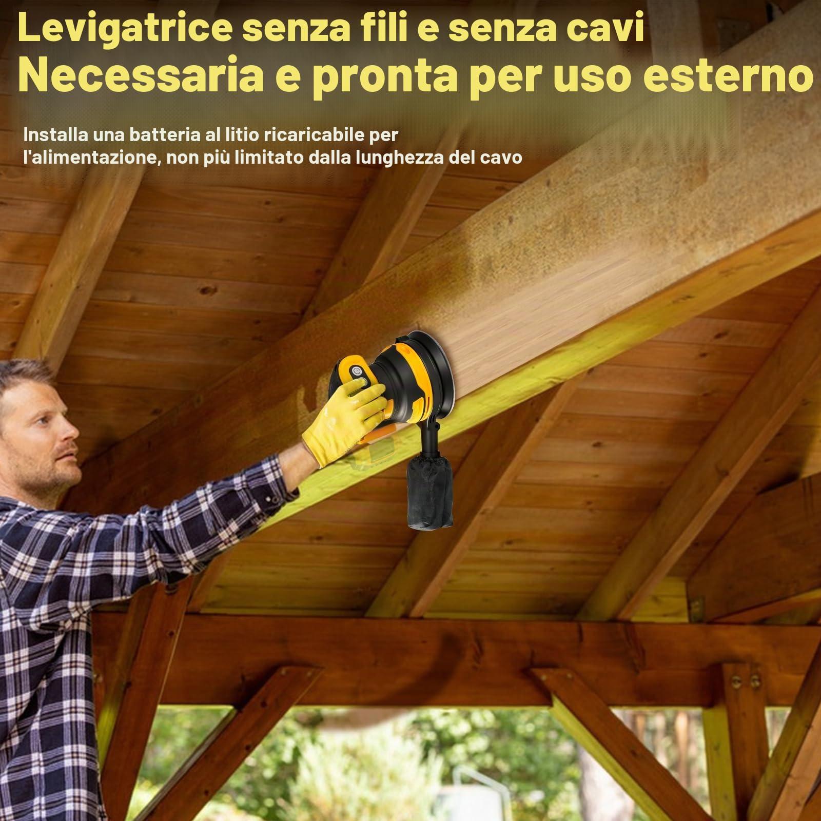 Smerigliatrice orbitale, smerigliatrice rotonda a batteria compatibile con batterie DEWALT da 18 V motore brushless, 11000 giri/min, con sacchetto per la polvere, aspirazione e 20 fogli abrasivi