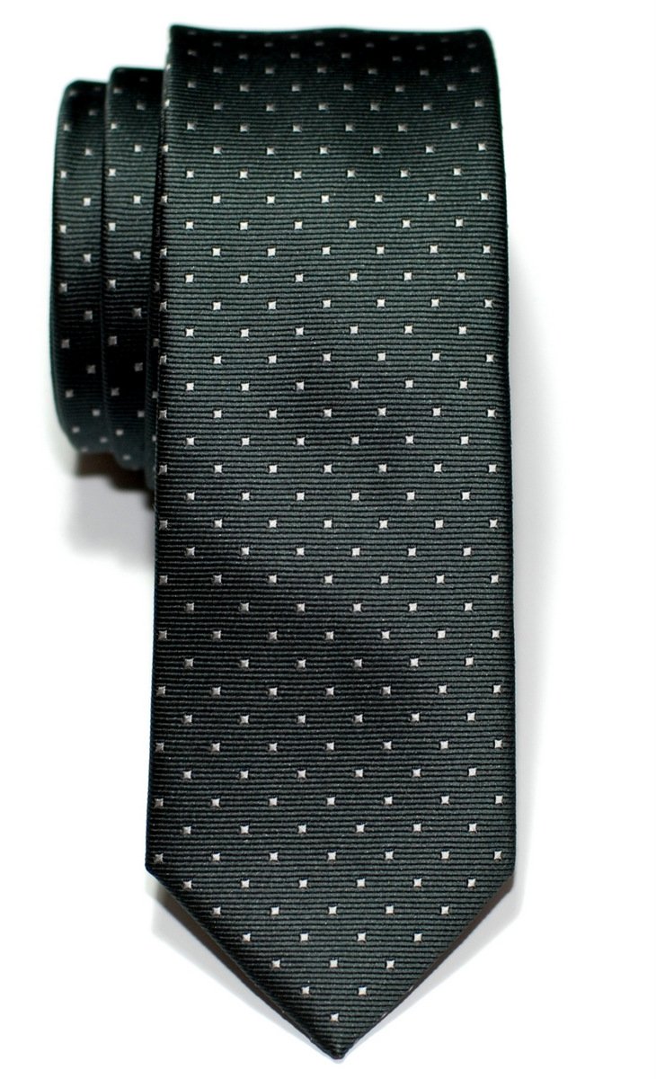 Retreez Pin Dots Woven Microfiber Skinny Tie - Grey with Light Grey Pin Dots
