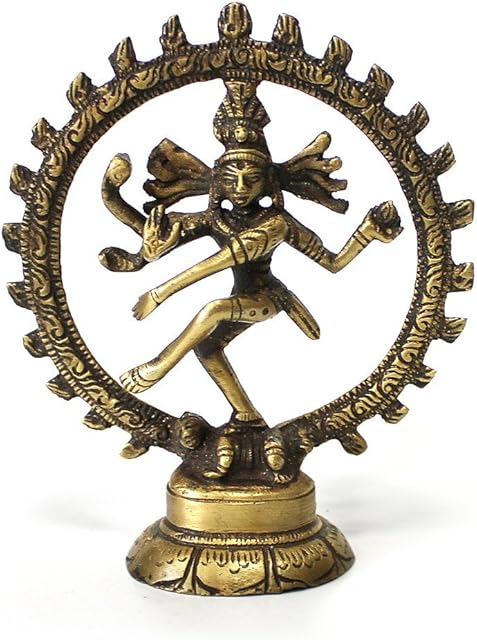 Tempelwelt Brass figure shiva Nataraj Wheel Cylinder Figurine Height 10.5 cm, God Asia Lord of Dance