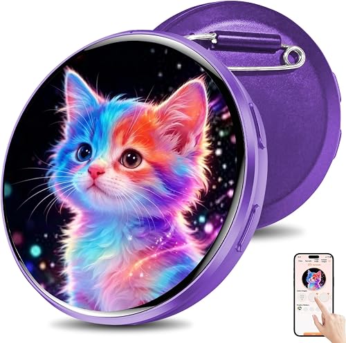 HD Touchscreen Digital Badge Pin with Sound, Type-C Fast Charge,Customizable Anime Style Wearable, Smart Button for Cosplay, Parties,Fan Events and Fandoms