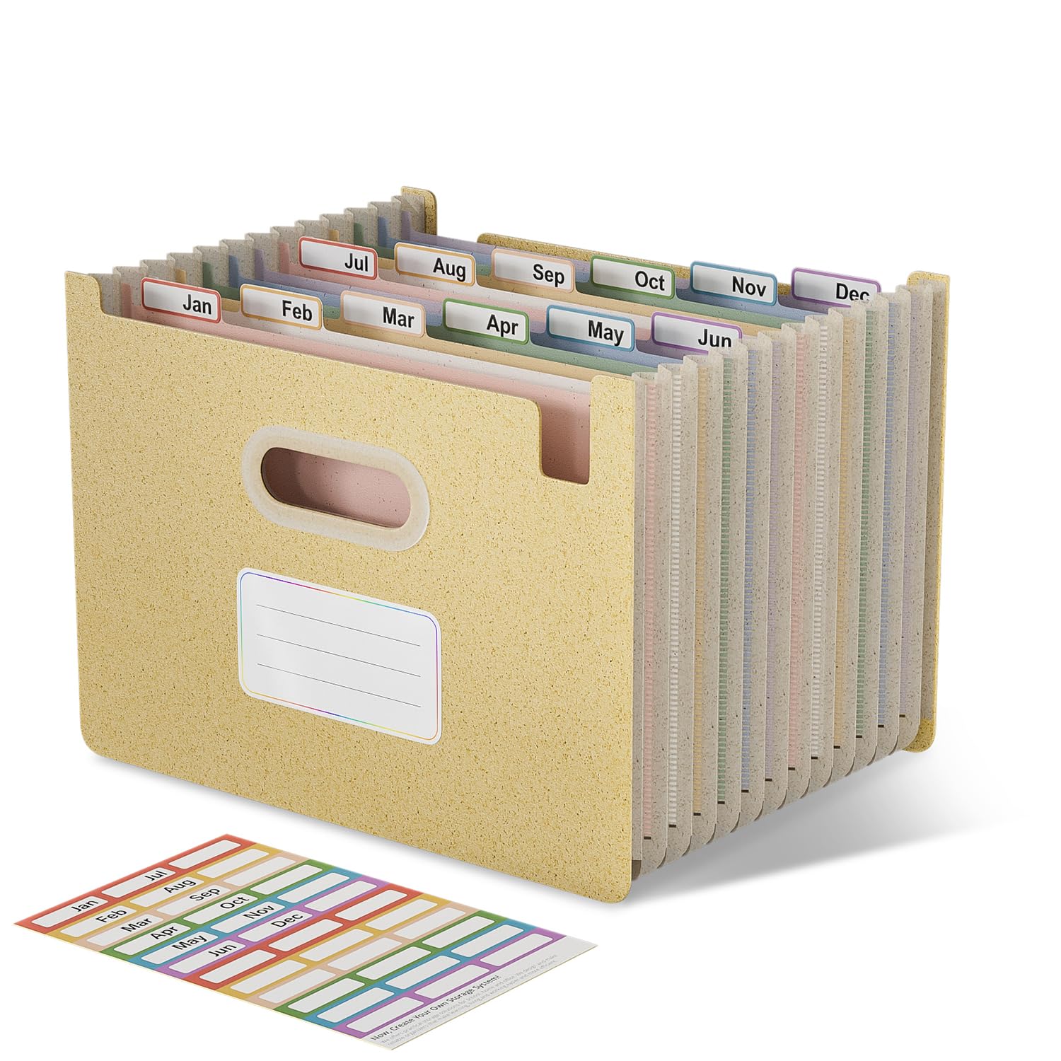 EcoStash Cartella Portadocumenti A4, 12 Tasche Porta Documenti in Paglia di Grano, Raccoglitore Documenti Espandibile, Apertura Superiore, Senza BPA, Ritorno alla Natura, Vita Sana - Giallo Grano
