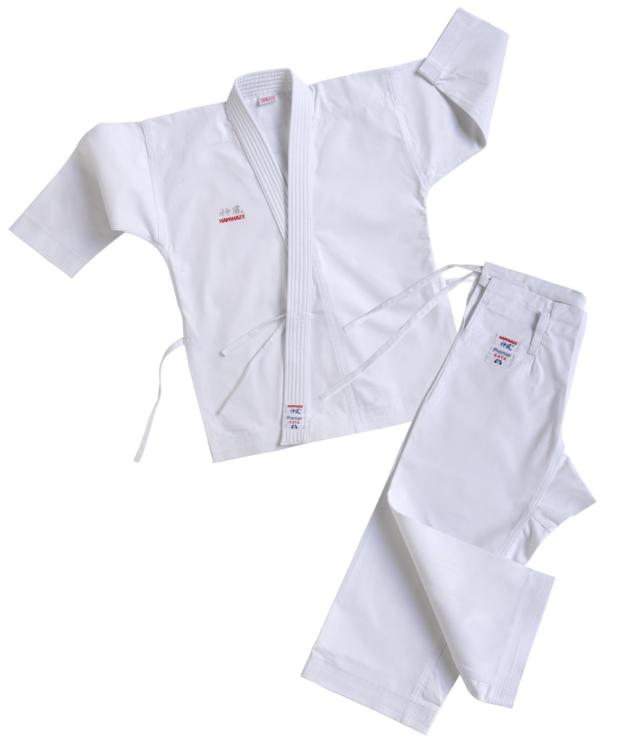 Kamikaze Karategui Premier Kata, Traje de Karate para Competición Kata, 100% Algodón, Peso Medio, Color Blanco
