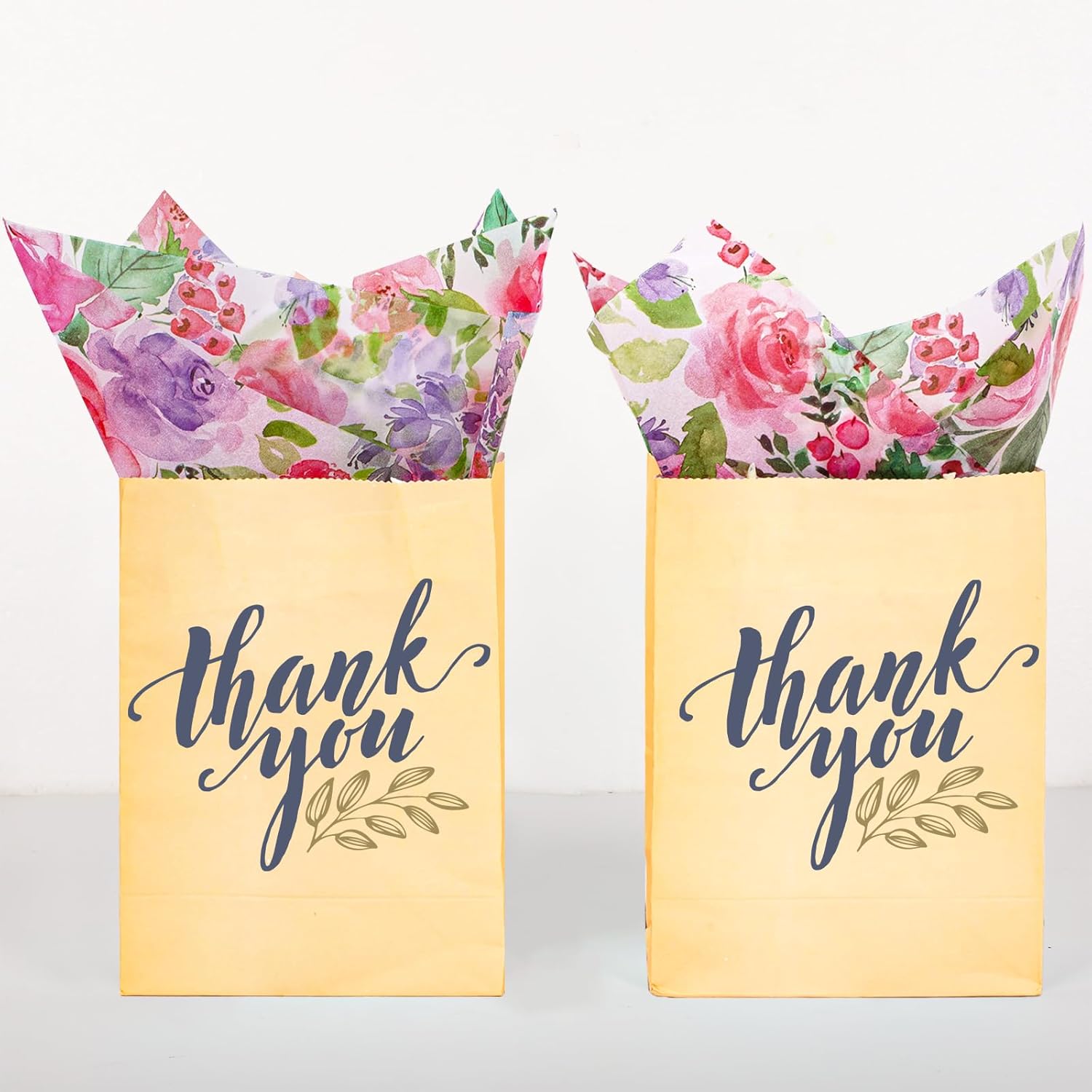 Whaline 100 Pcs Floral Tissue Paper Watercolor Flower Gift Wrapping Paper Blossom Packaging Papers DIY Art Craft Papers for Home Wedding Baby Shower Birthday Party Gift Wrap, 14 x 20 Inch