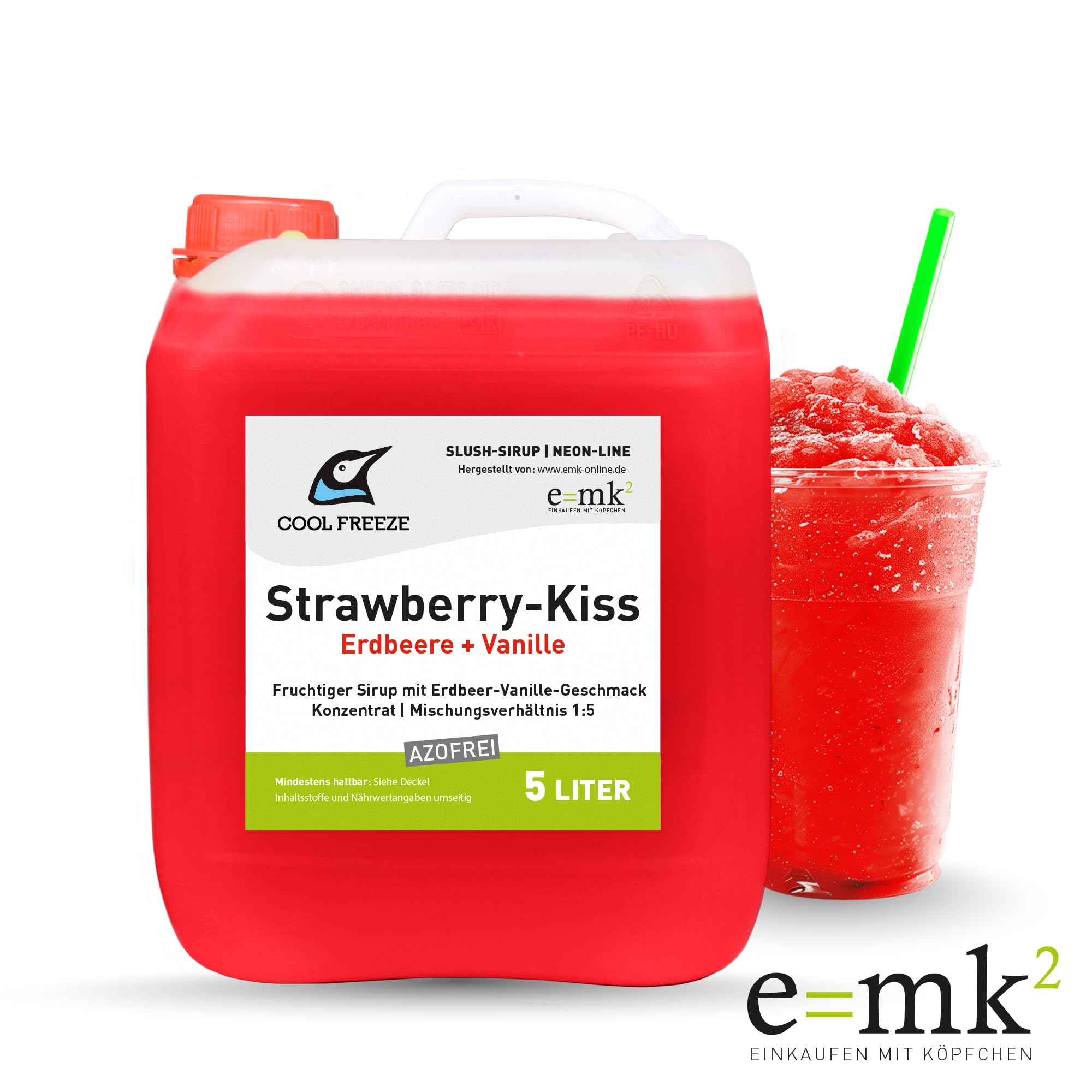 Slush-Sirup Eis 4×5 L Mix-Set – Cola, Waldmeister, Kirsche & Erdbeere | Konzentrat | Azo und Glycerin frei | Angebot-Set | Perfekt für Ninja Slushy Maschine