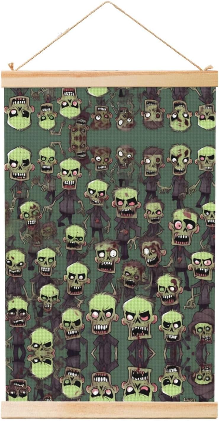 Many Zombies Print Poster Hanger,Hanging Poster, Poster Frame,Wood Poster Hanger, For Wall Hanging