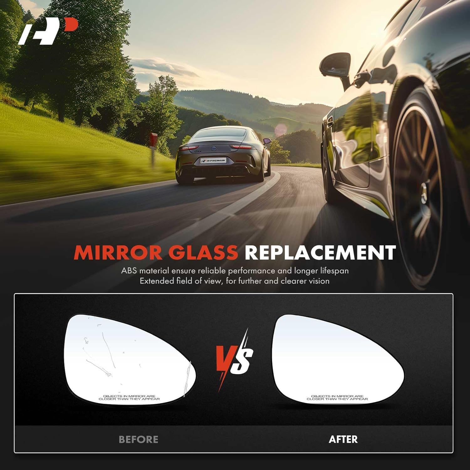 A-Premium Right Passenger Side Heated Mirror Glass with Backing Plate Compatible with Chevrolet Sonic 2012-2020 - Exterior Side View Convex Mirror