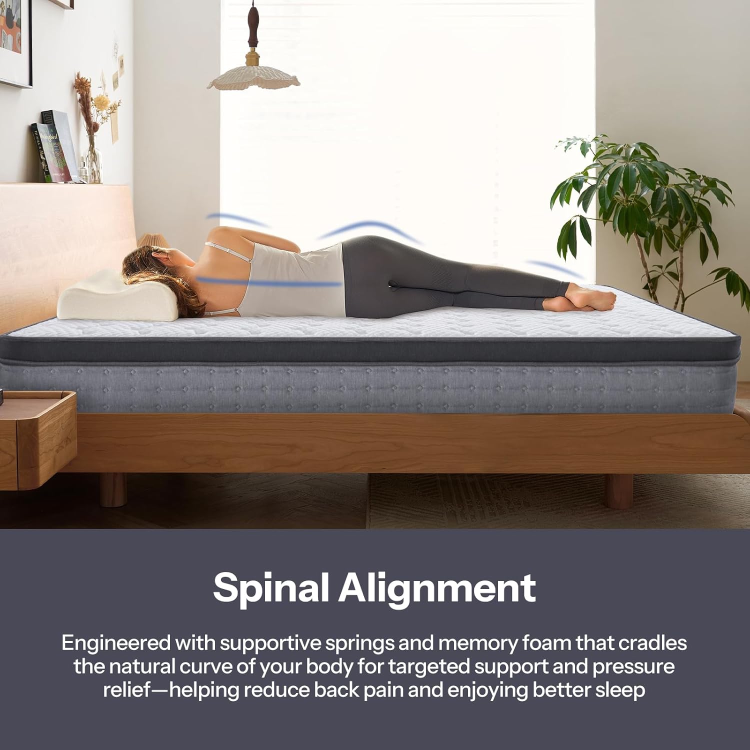 10 Inch Queen Hybrid Mattress,Made in USA,Hypoallergenic Layer,Cooling Gel Memory foam, Pocket Coils&Strong Edge Support,Pressure Relief,Motion Isolation,CertiPUR-US,Bed-in-a-Box Fiberglass-Free