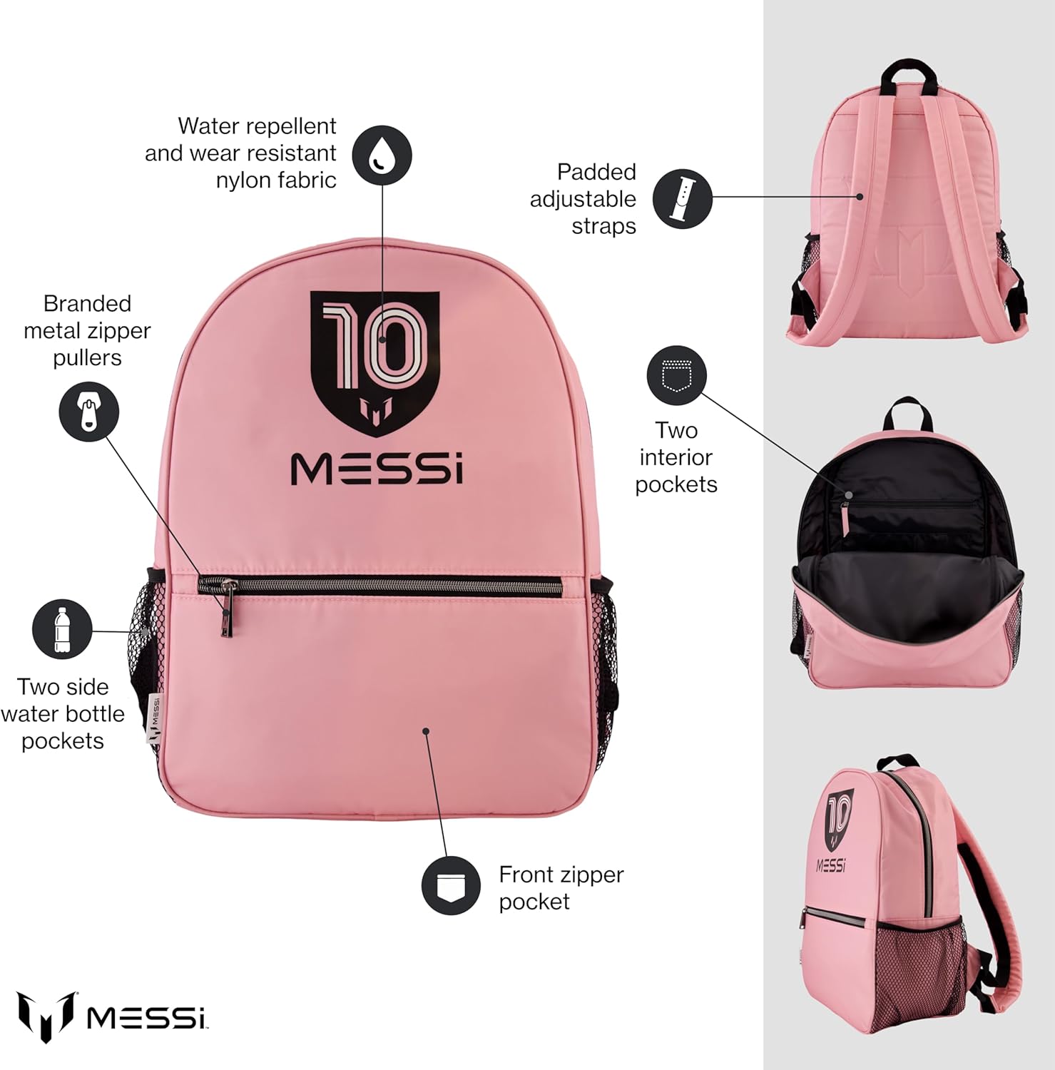 Messi Lifestyle Backpack, Bookbag with Pockets & Adjustable Straps - Image 2