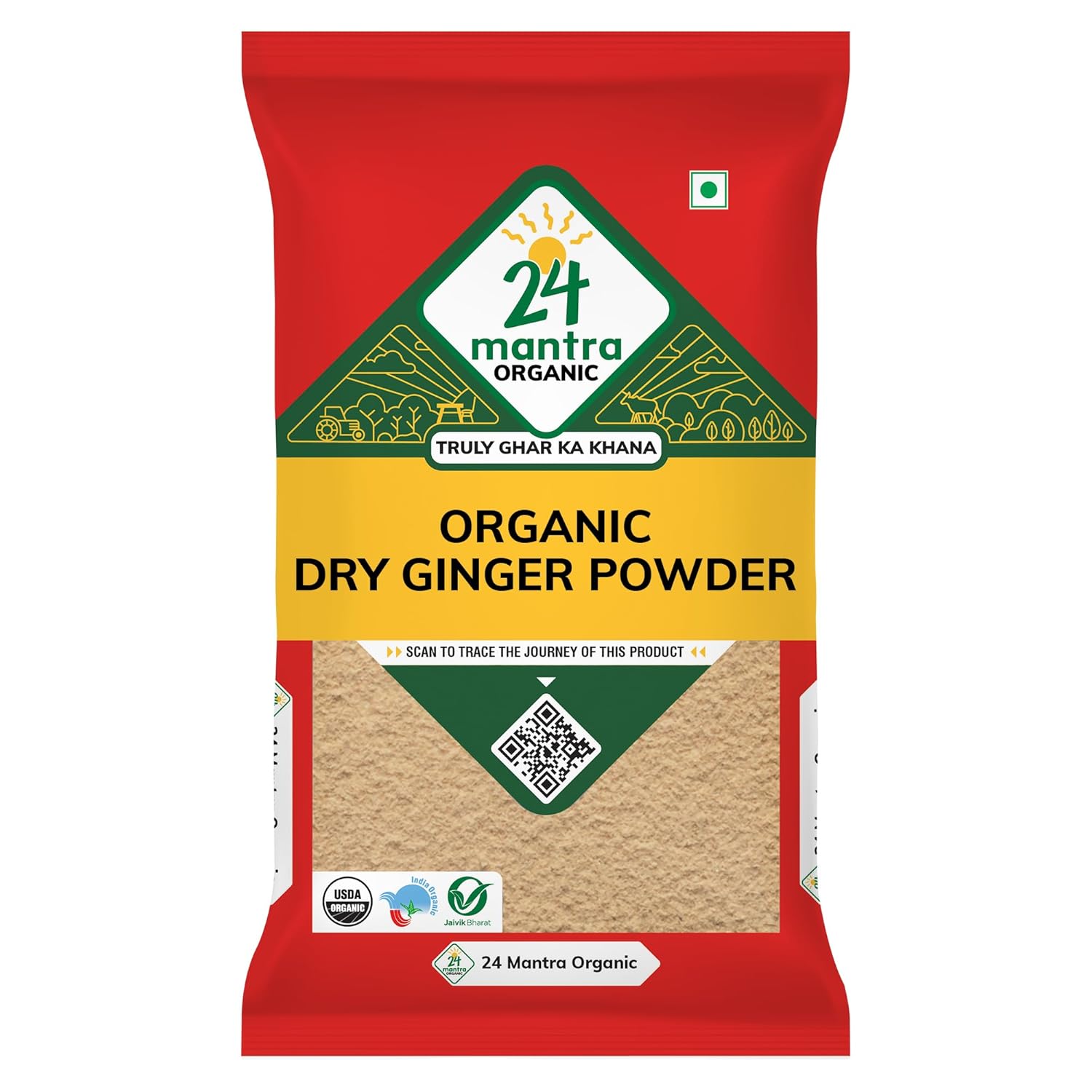 24 Mantra Organic Dry Ginger Powder/Adrak Powder/Allam Powder – 50gms | Pack of 1 | 100% Organic | Chemical Free & Pesticides Free | Unadulterated | Rich Flavour