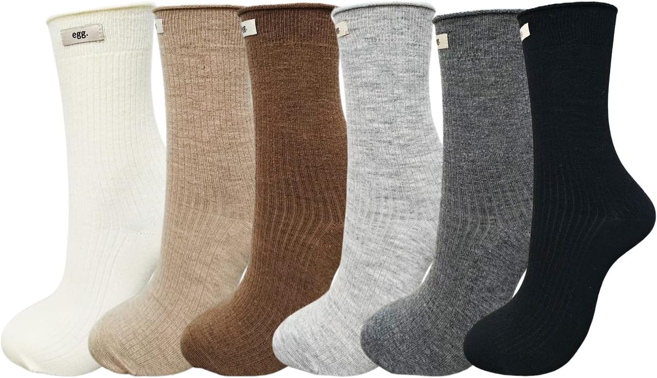 Egg. Silk Wool Blend Ribbed Socks, Multiple Colors, Warm Winter Socks