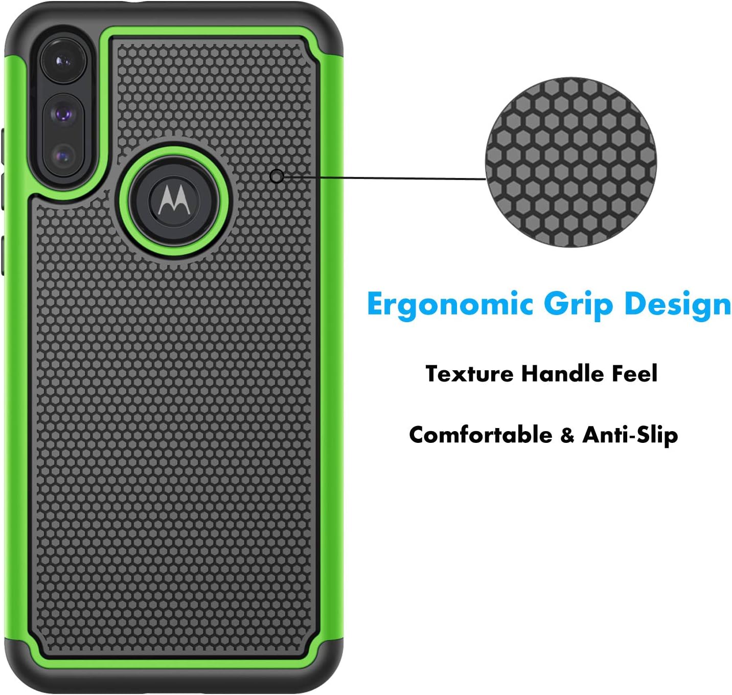 Moto E Case, Motorola E (2020) Phone Case, Njjex [Nveins] Hybrid Dual Layers Hard Plastic Back + Soft Silicone Rubber Armor Defender Shockproof Slim Bumper Phone Cover for Moto E 2020 [Green]