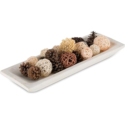 Hanobe Large Decorative Bowl for Coffee Table Entryway Decor, Rustic White
