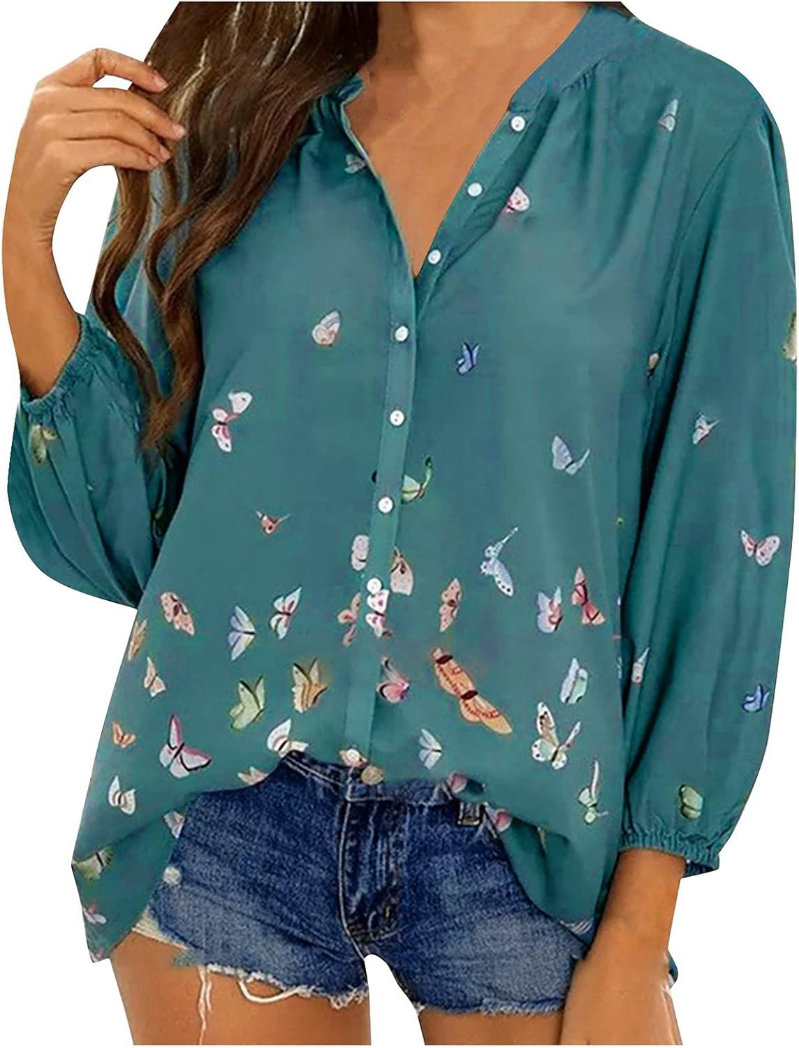 Women's Long Sleeve Comfortable Casual Printed Lapel Shirt Top Style Autumn at  Women’s Clothing store