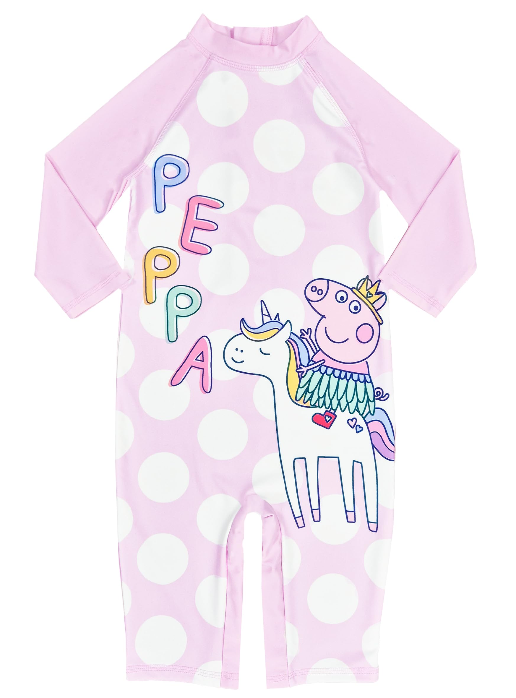 Peppa Pig Girls Multicolour Swimsuit Swimming Suit All In One Costume Upf40 Sun Safe, 1-2 Years