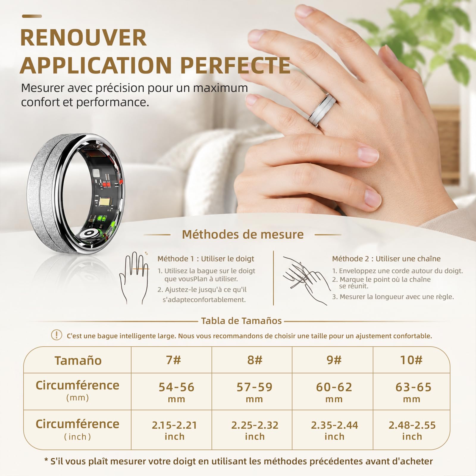 Smart Ring Suivi de la santé du Sommeil Tracker de fréquence Cardiaque