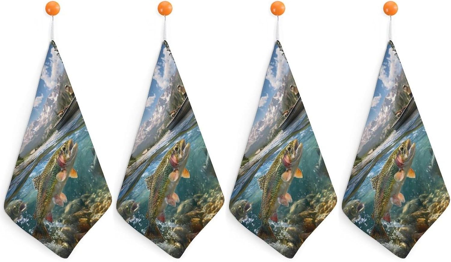 Trout Fish Hand Towels for Bathroom Handkerchief | Absorbent,with Hanging Loop,Kitchen Towels,for Home Hotel,Soft