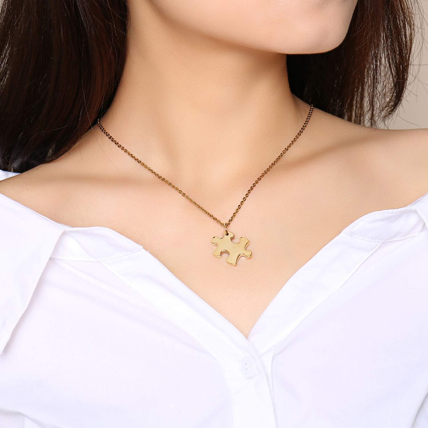 VNOX Personalized Custom 2/3/4/5 Piece Heart Puzzle Piece Necklace Set BBF Friendship Necklace for 2/3/4/5: Clothing, Shoes & Jewelry