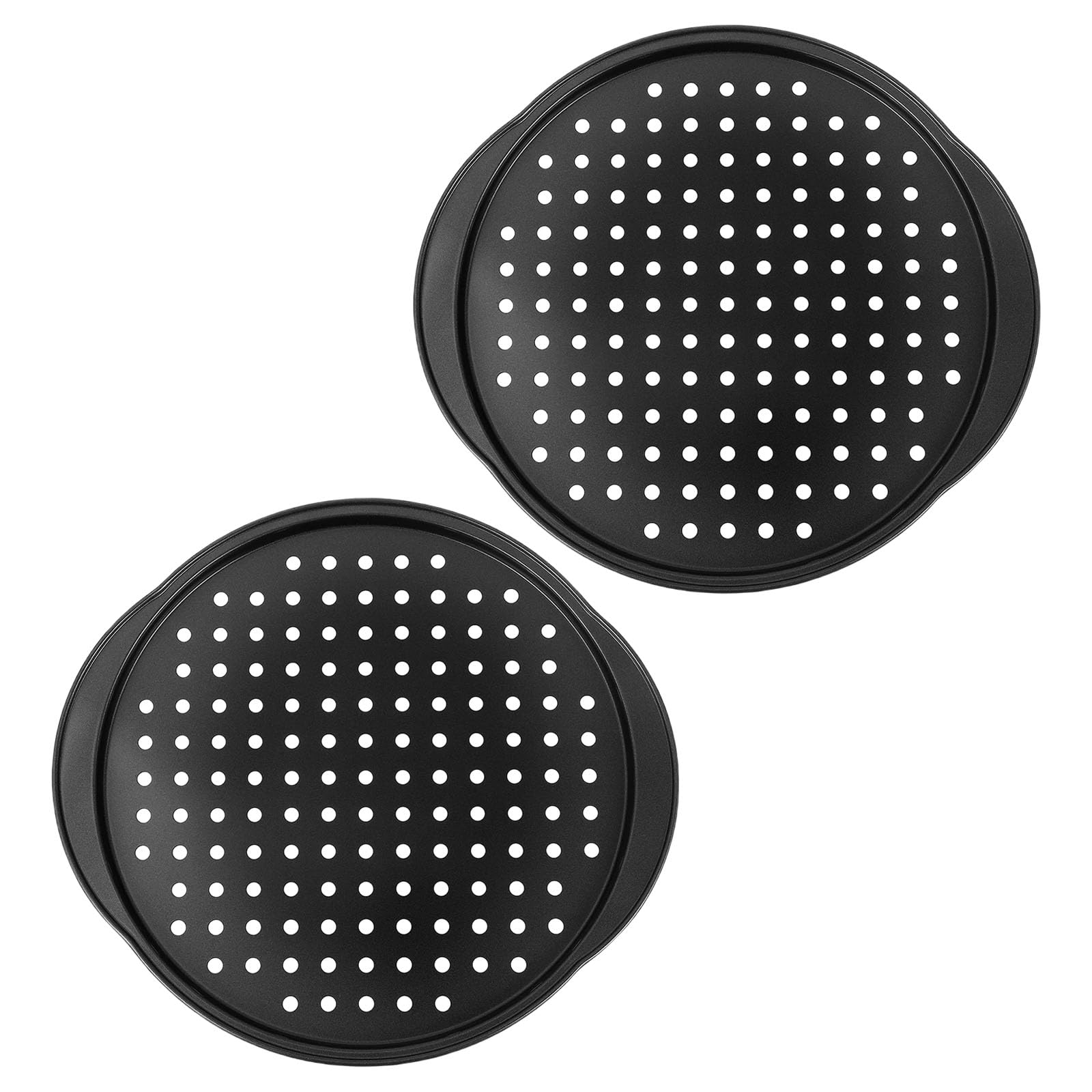 Tsophreniq 2-Pc Carbon Steel Pizza Pan with Perforations, Nonstick Coating, Oven-Safe Baking Sheet & Ergonomic Handles Pizza Pan for Cookie